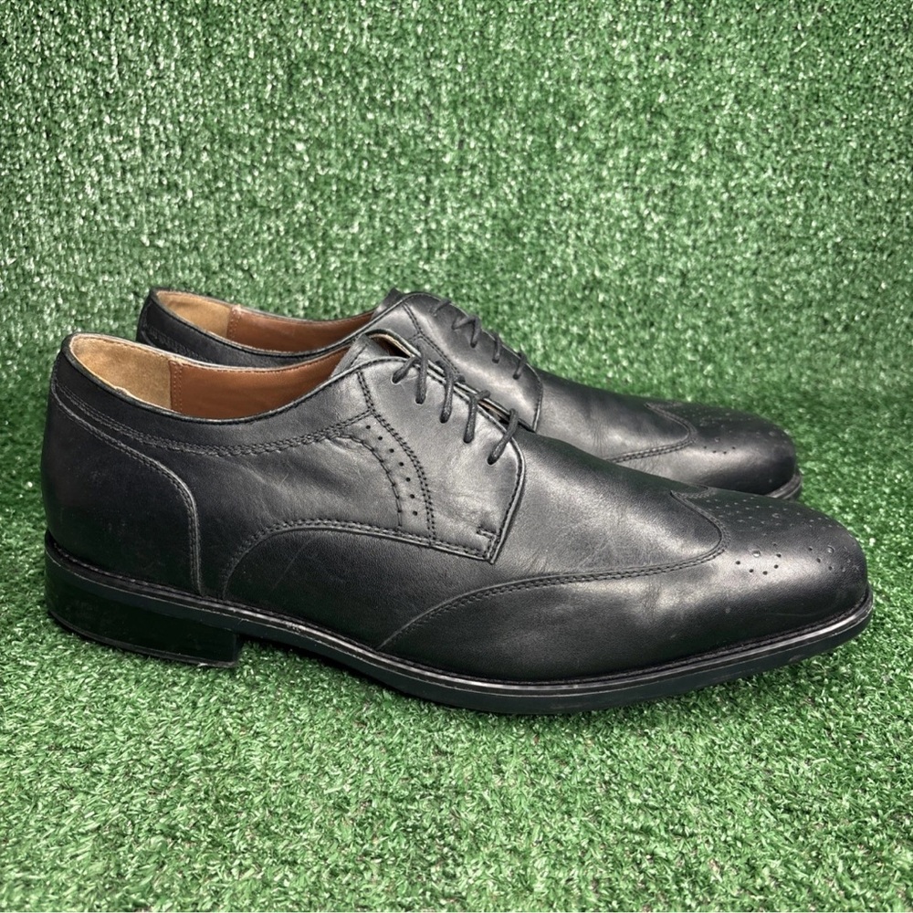 Johnston & Murphy Black Leather Wingtip Derby Oxfords